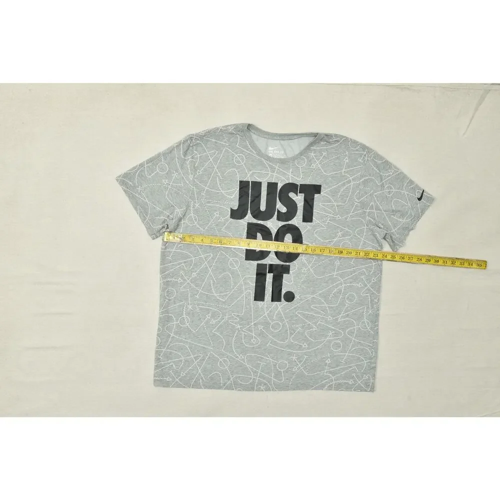 Nike Dri-FIT Men's XXL Gray Just Do It Playbook Graphic Athletic Cut T-Shirt